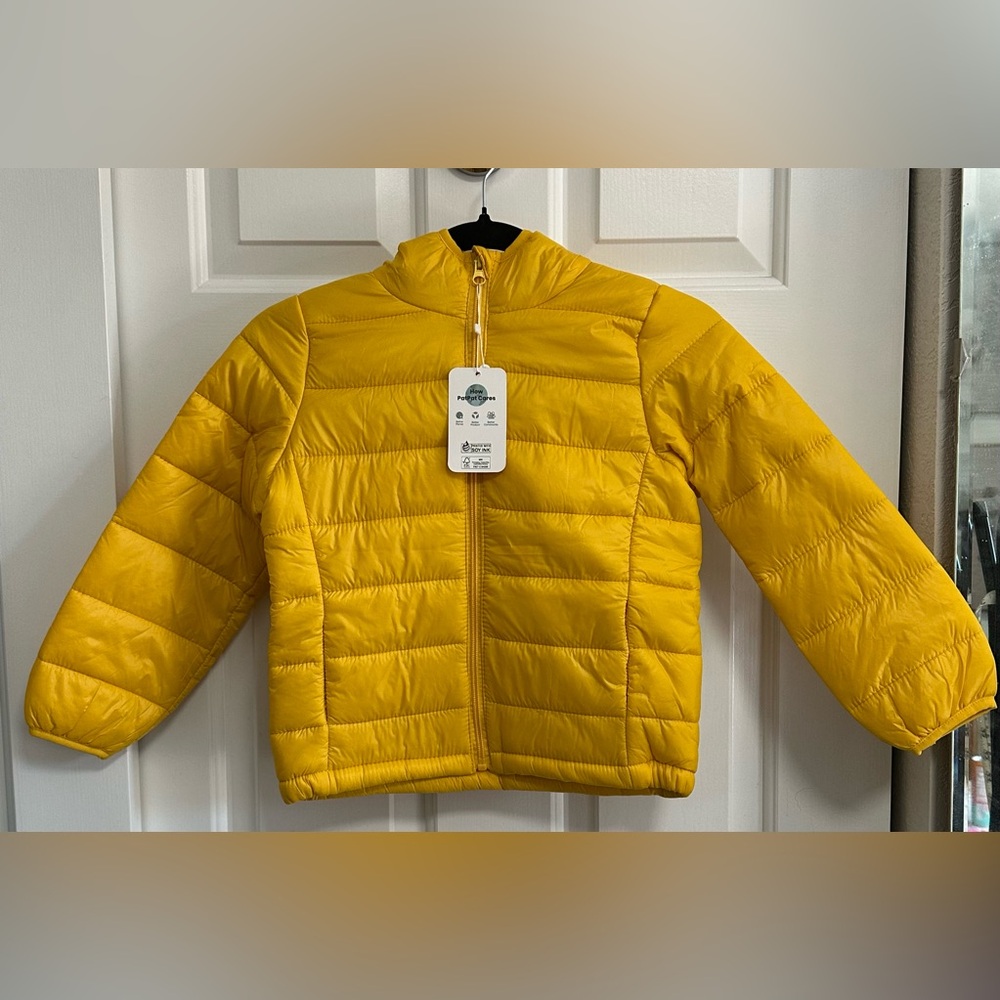 PatPat Yellow Hooded Puffer Jacket Quilted Design Zip-Up NWT
